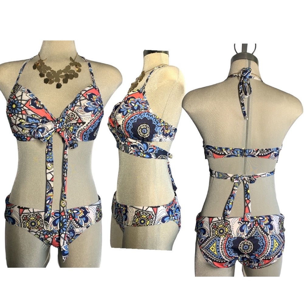 LA Vie en Rose   AQUA Multicolor Two  pieces Bikini Swimsuit Size M